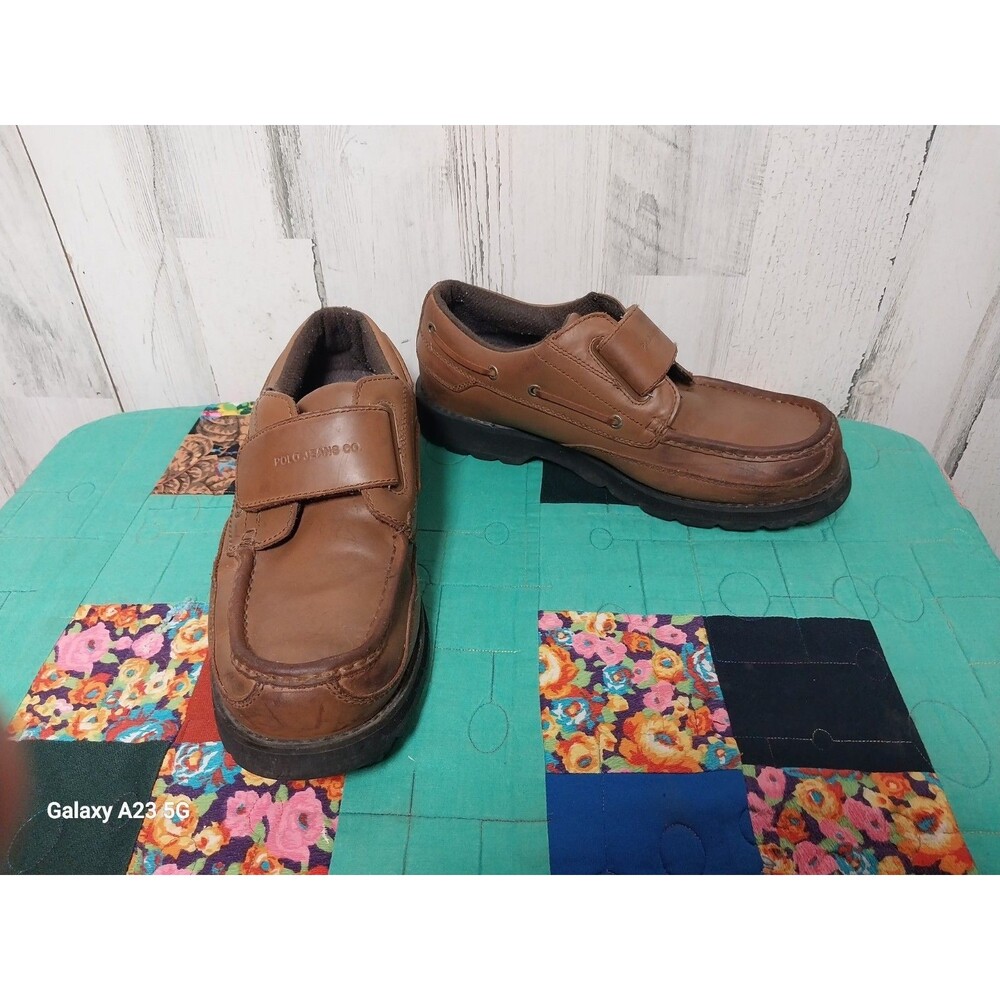 Polo Jeans Co Ralph Lauren Brown Leather Lug Sole Loafers 12D